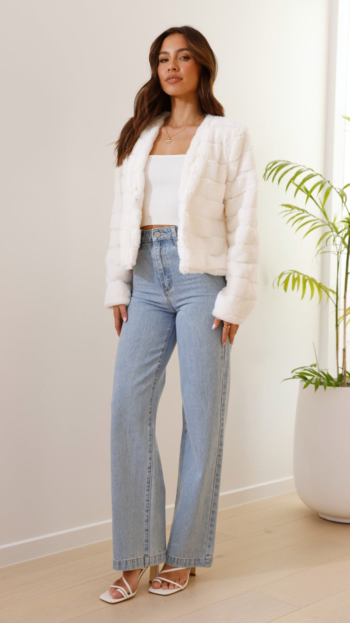 Women's Faux Fur Jacket Open Front Outerwear