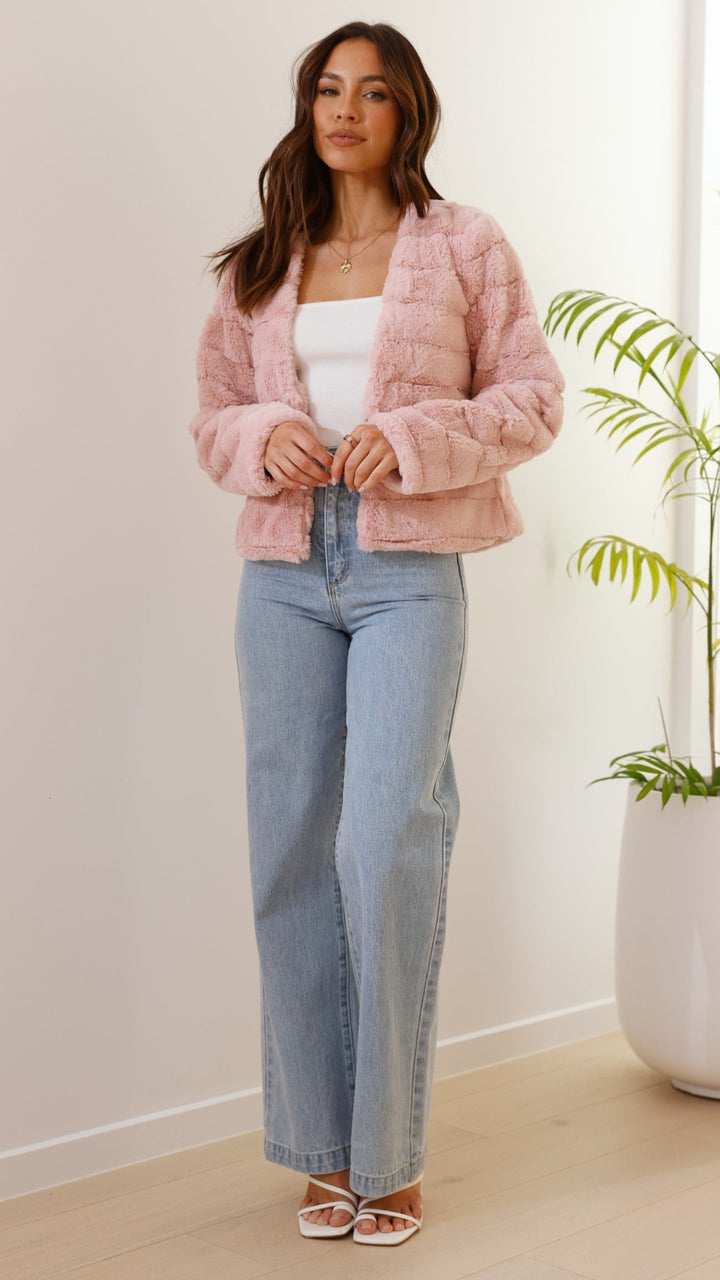 Women's Faux Fur Jacket Open Front Outerwear