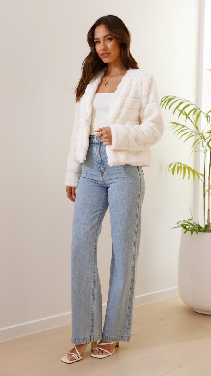 Women's Faux Fur Jacket Open Front Outerwear