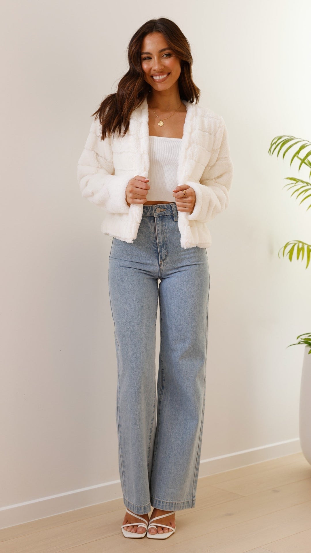 Women's Faux Fur Jacket Open Front Outerwear