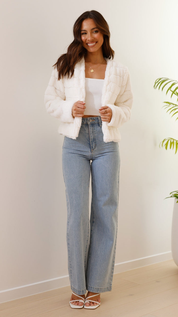 Women's Faux Fur Jacket Open Front Outerwear