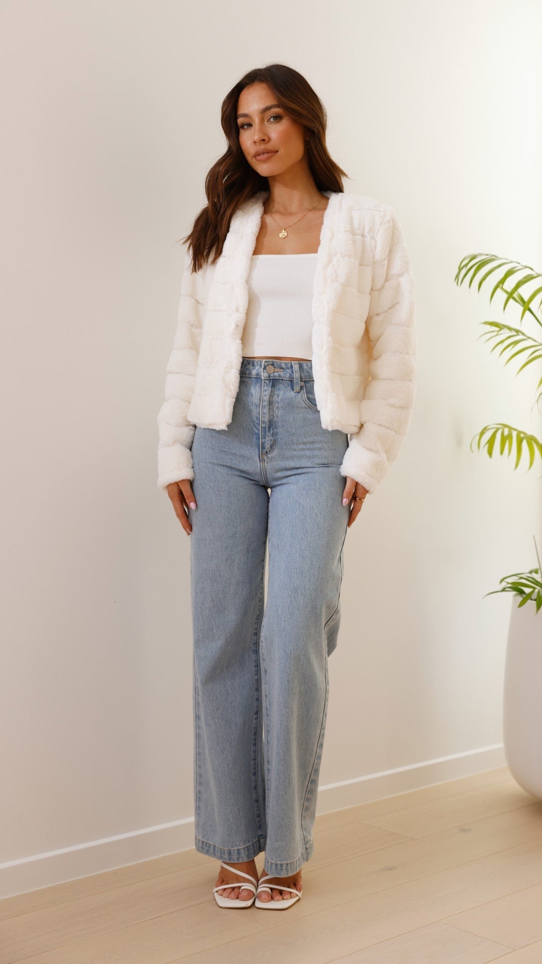 Women's Faux Fur Jacket Open Front Outerwear
