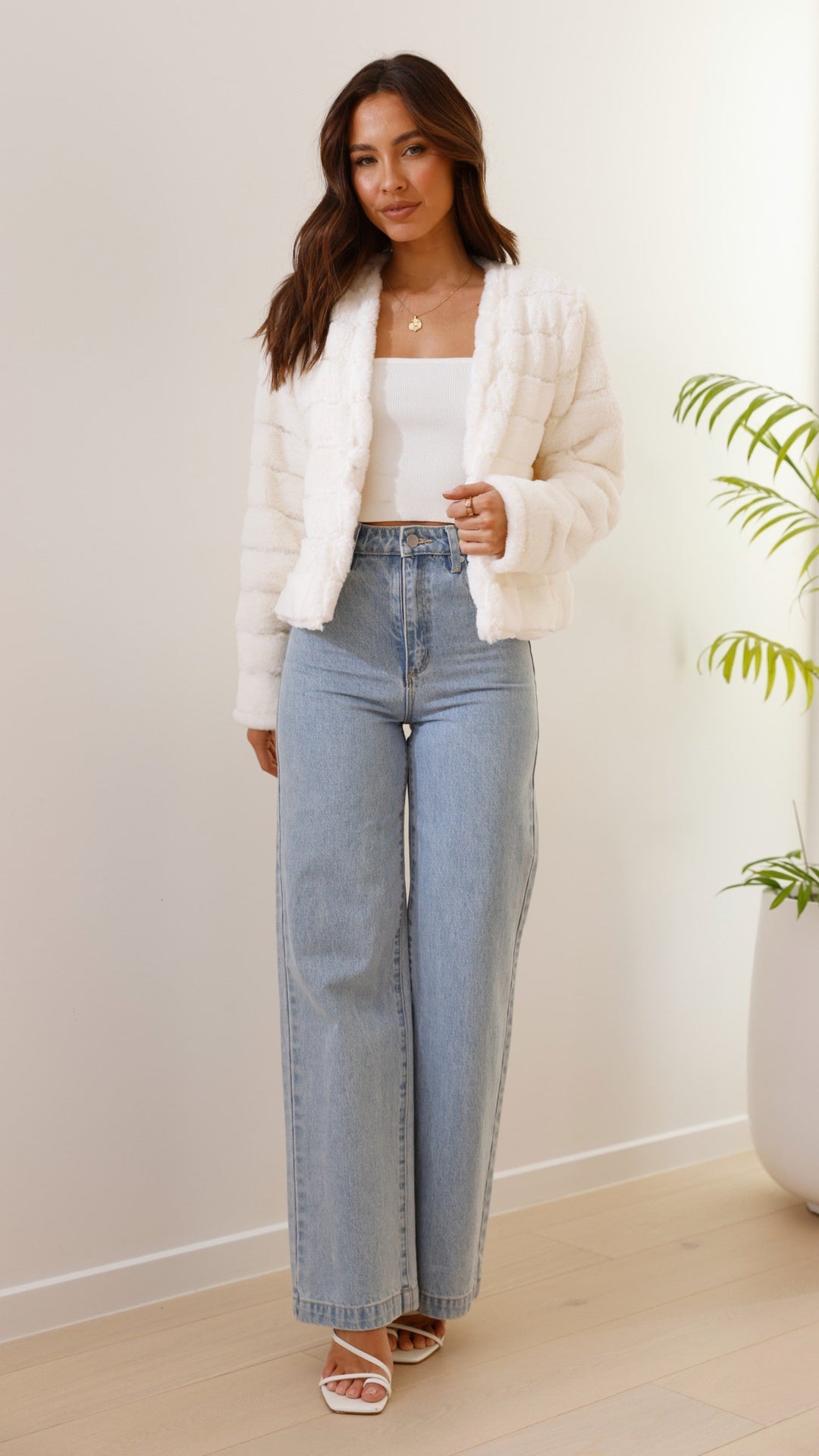 Women's Faux Fur Jacket Open Front Outerwear