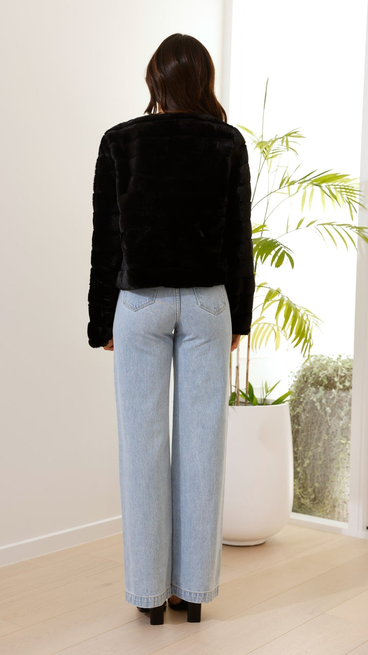 Women's Faux Fur Jacket Open Front Outerwear