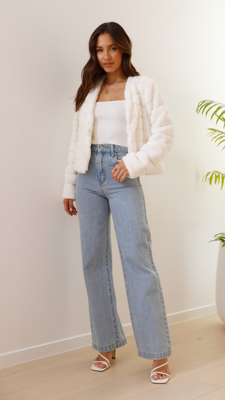 Women's Faux Fur Jacket Open Front Outerwear
