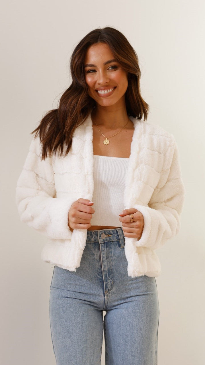 Women's Faux Fur Jacket Open Front Outerwear