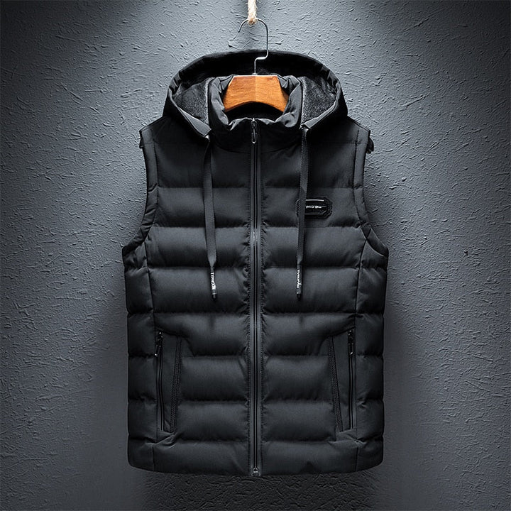 Men’s Fleece-Lined Hooded Quilted Puffer Vest