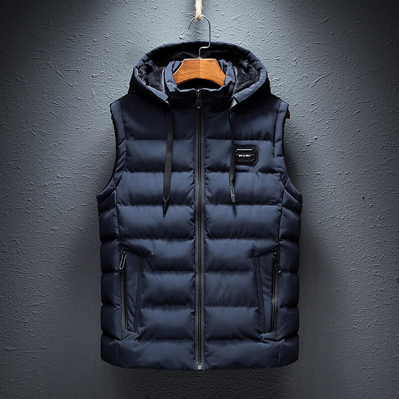Men’s Fleece-Lined Hooded Quilted Puffer Vest