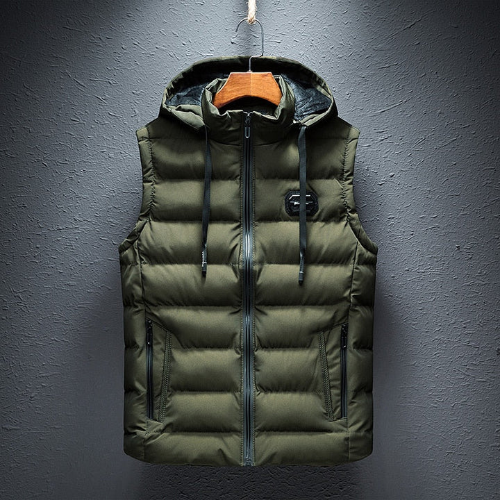 Men’s Fleece-Lined Hooded Quilted Puffer Vest