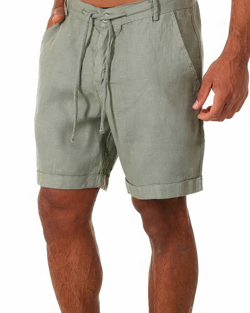 Men's Linen Shorts Drawstring Casual Beachwear