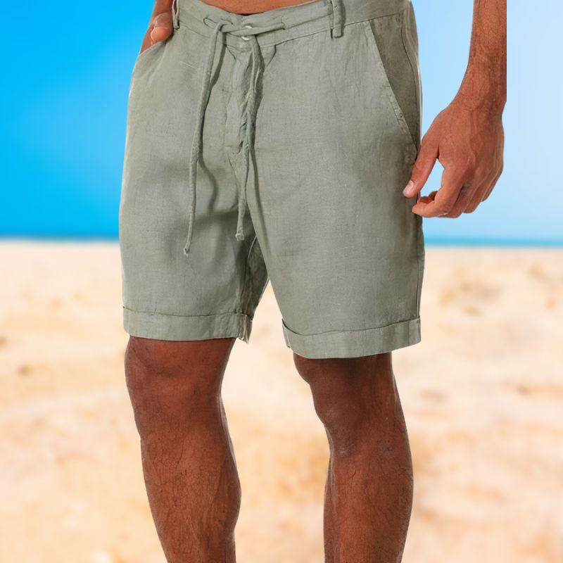 Men's Linen Shorts Drawstring Casual Beachwear