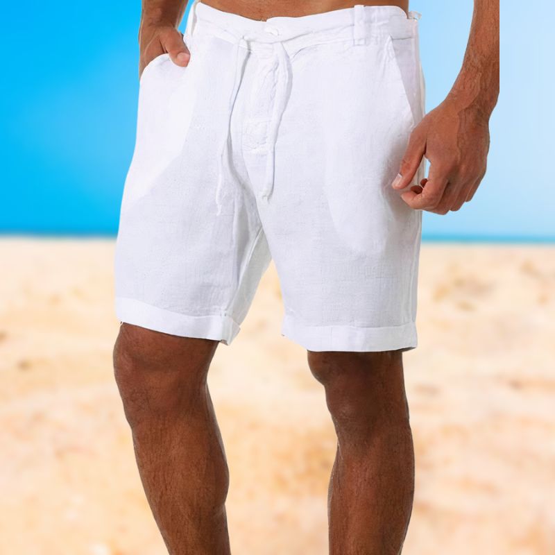 Men's Linen Shorts Drawstring Casual Beachwear