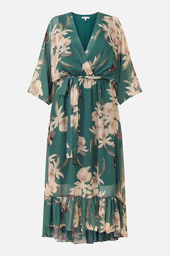 Women's Chiffon V-Neck Floral High-Low Wrap Maxi Dress