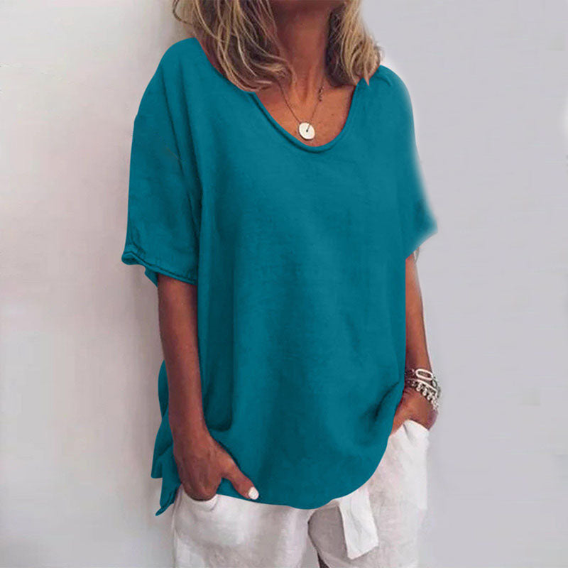 Cotton Knit T-Shirt Oversized Loose Fit Women's Summer Top