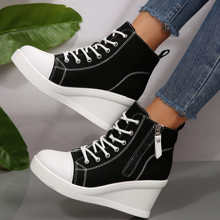 Women’s Canvas Platform Hidden-Wedge Sneakers