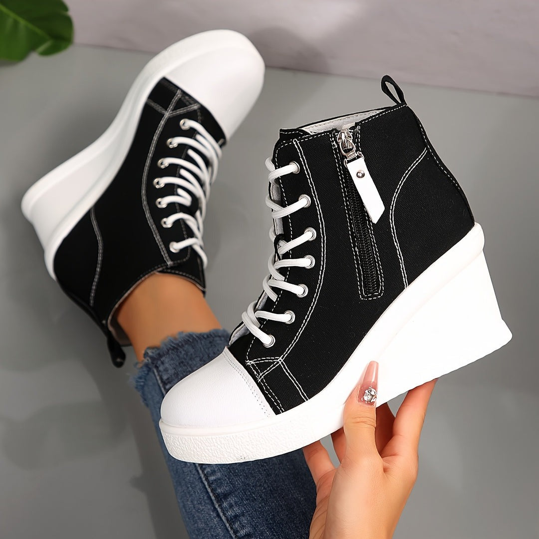 Women’s Canvas Platform Hidden-Wedge Sneakers