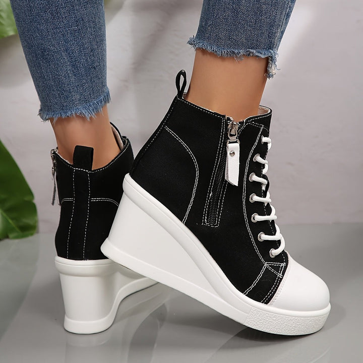 Women’s Canvas Platform Hidden-Wedge Sneakers