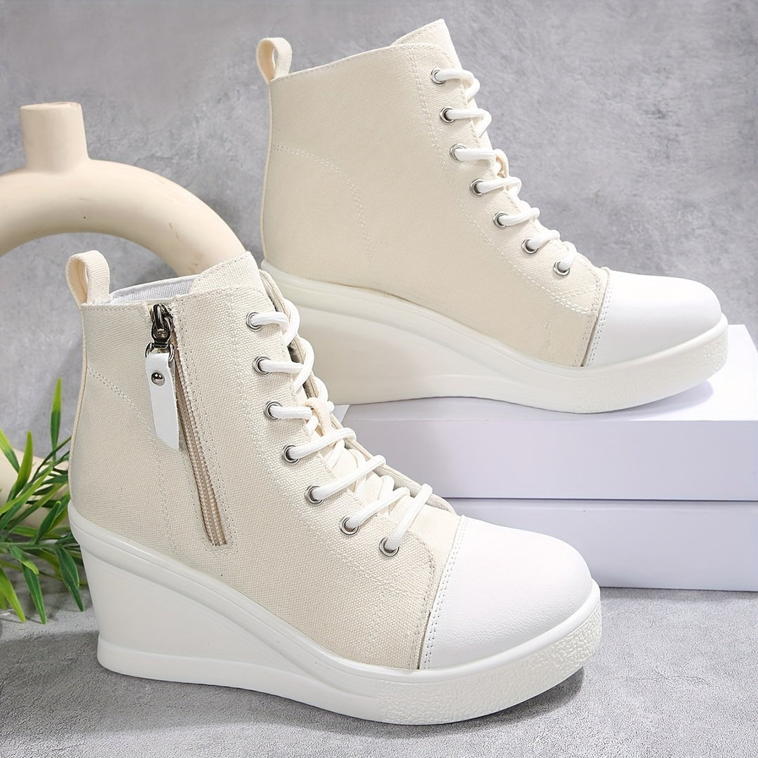 Women’s Canvas Platform Hidden-Wedge Sneakers