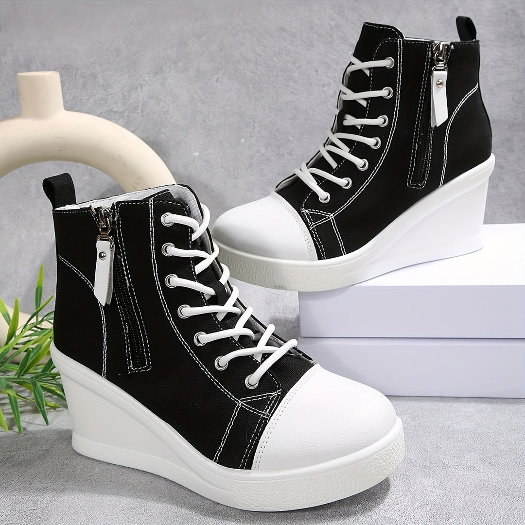 Women’s Canvas Platform Hidden-Wedge Sneakers