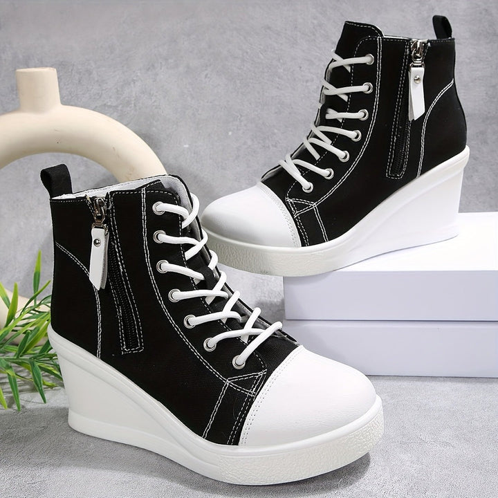 Women’s Canvas Platform Hidden-Wedge Sneakers