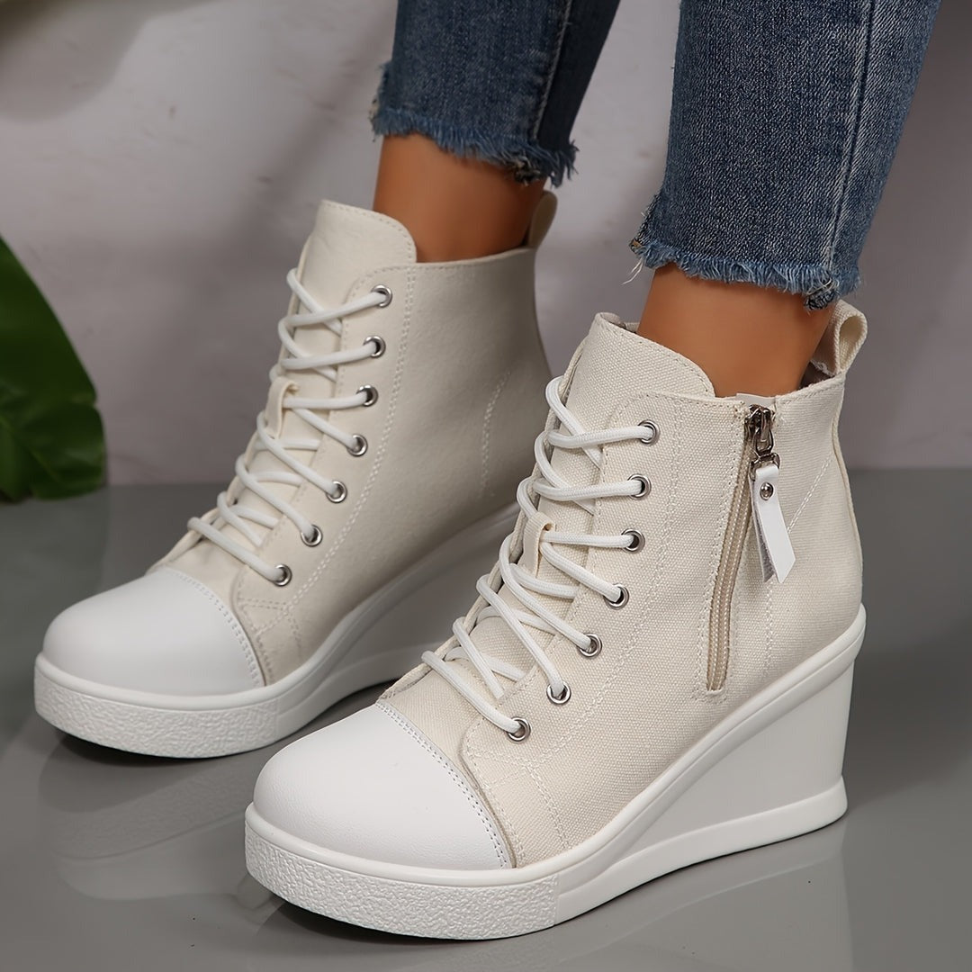Women’s Canvas Platform Hidden-Wedge Sneakers