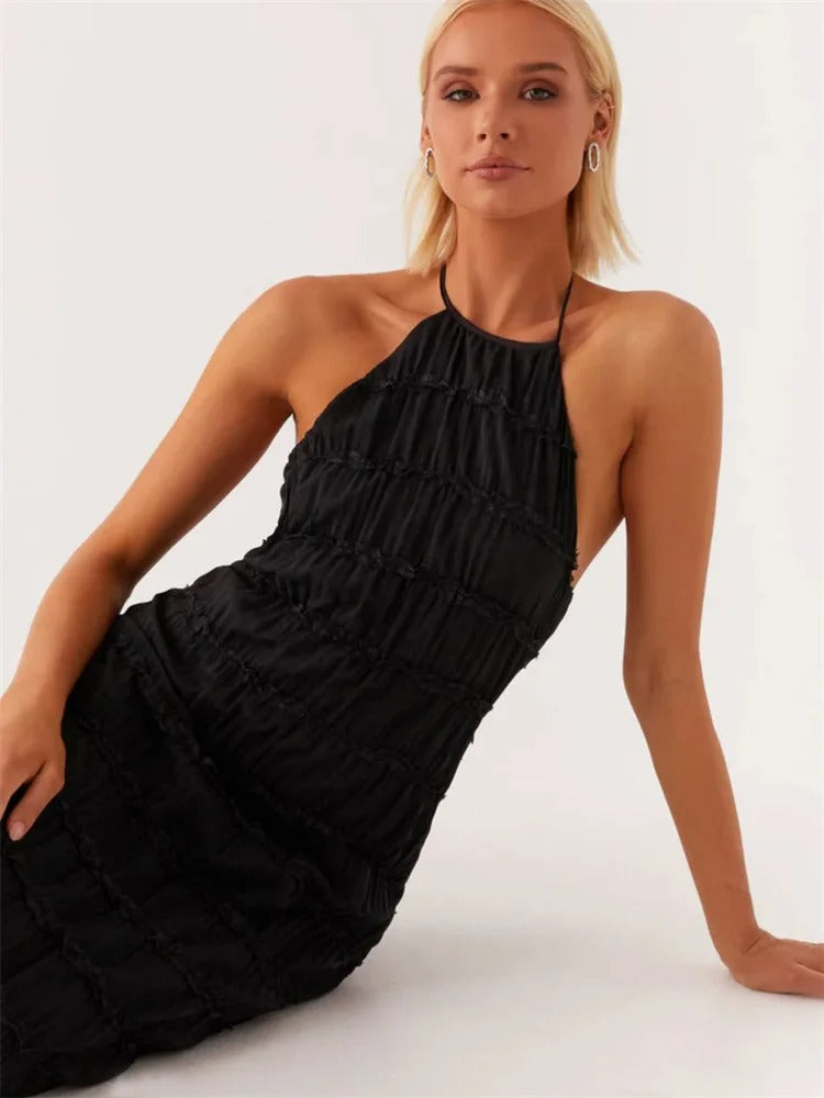 Women's Sleeveless Knit Maxi Halter Dress