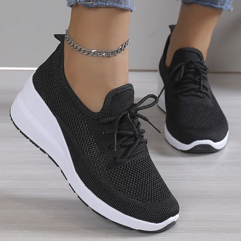Women's Breathable Platform Knit Walking Sneakers