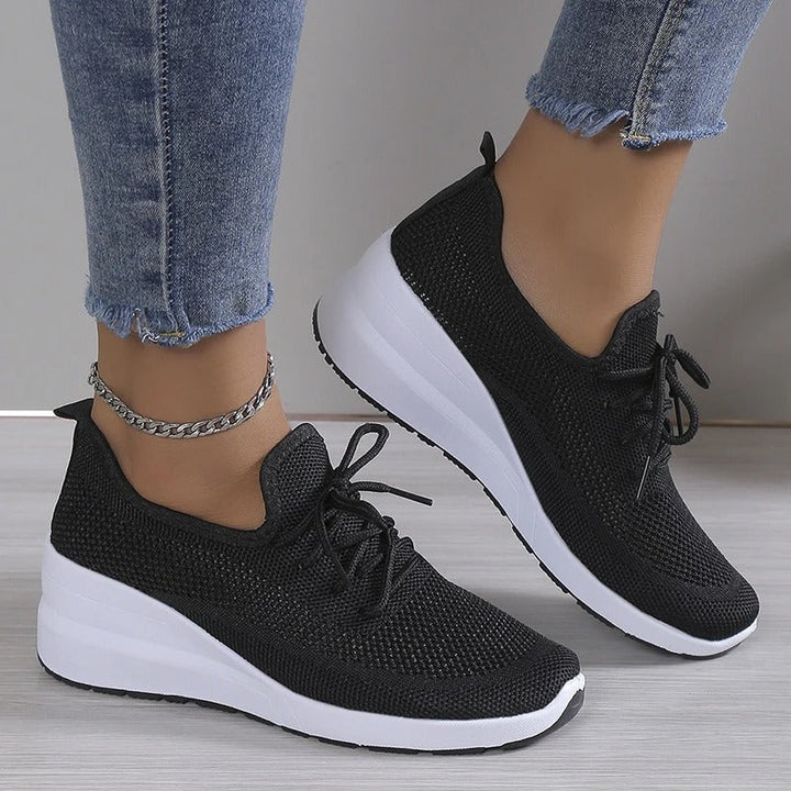 Women's Breathable Platform Knit Walking Sneakers