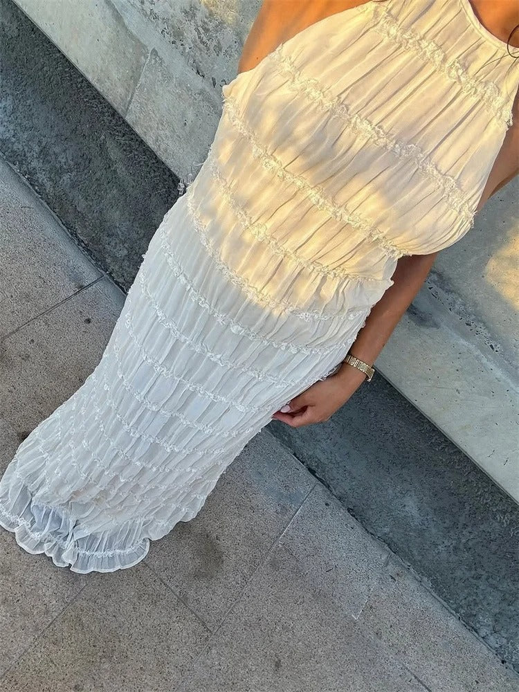 Women's Sleeveless Knit Maxi Halter Dress