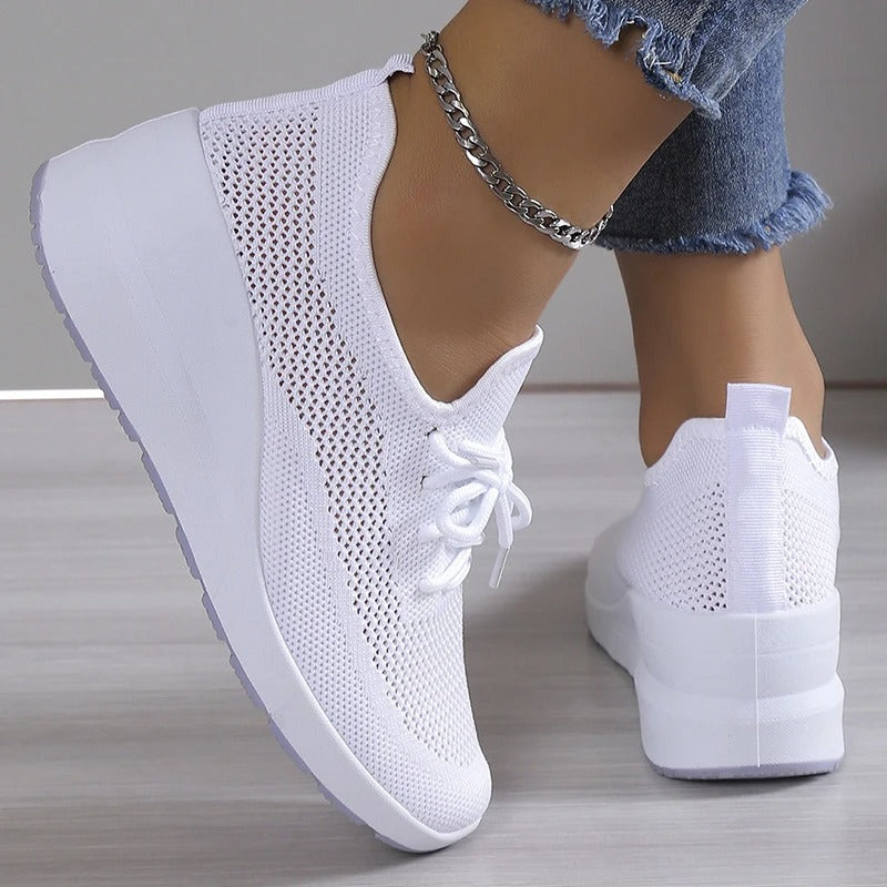 Women's Breathable Platform Knit Walking Sneakers