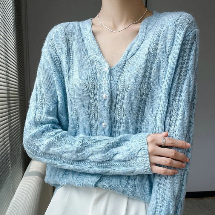 Women's Knit Cardigan V-Neck Button Sweater