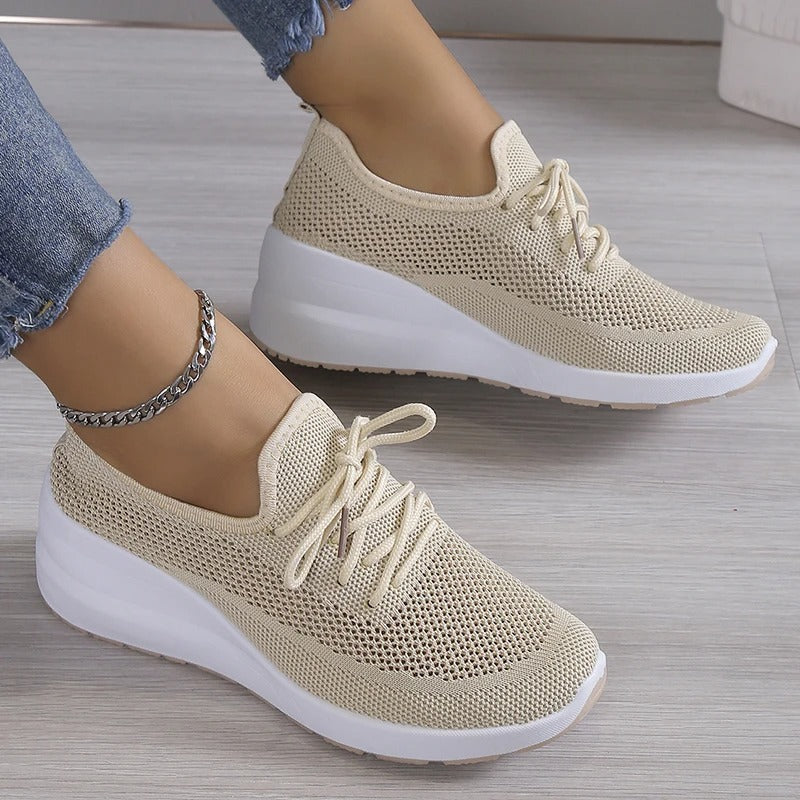 Women's Breathable Platform Knit Walking Sneakers