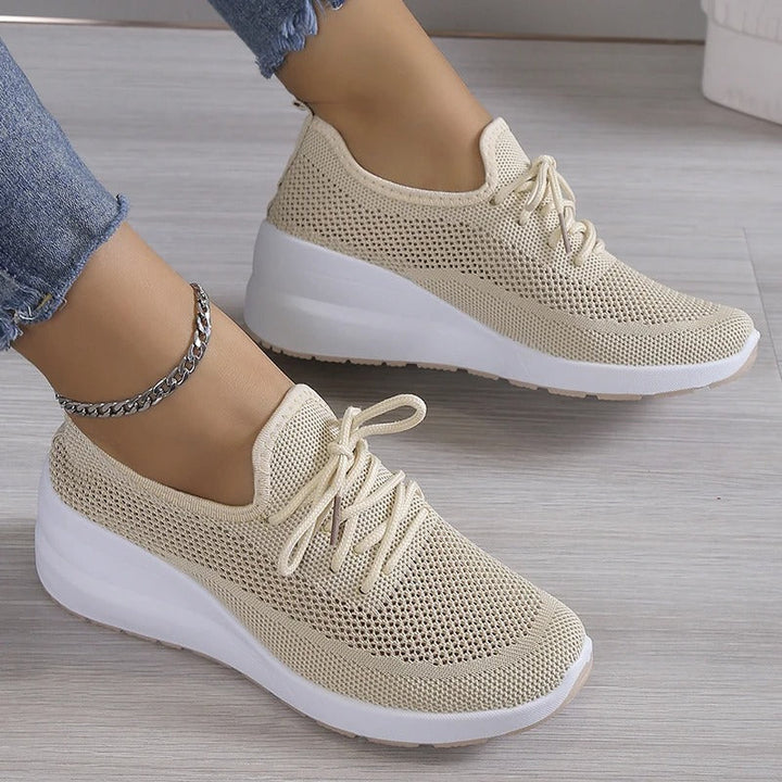 Women's Breathable Platform Knit Walking Sneakers