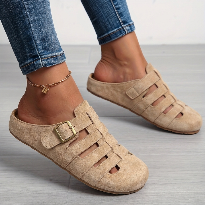 Women's Leather Slip-On Mule Clog Sandals