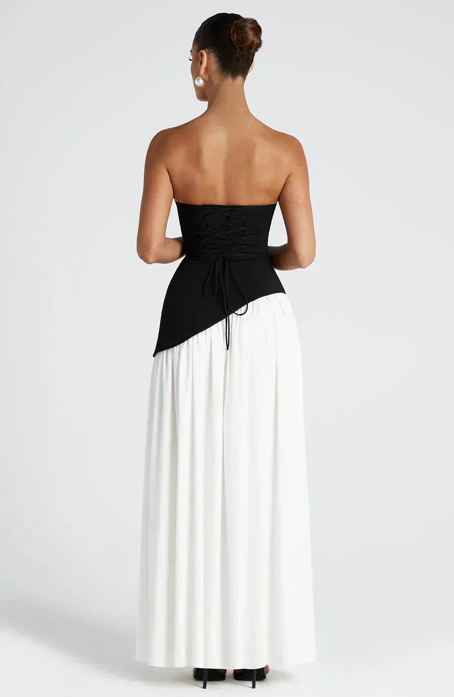 Women's Knit Strapless High Slit Formal Maxi Dress