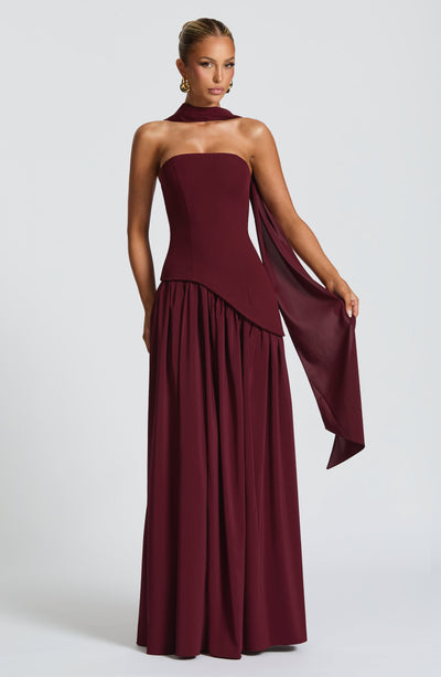 Women's Knit Strapless High Slit Formal Maxi Dress