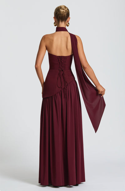 Women's Knit Strapless High Slit Formal Maxi Dress