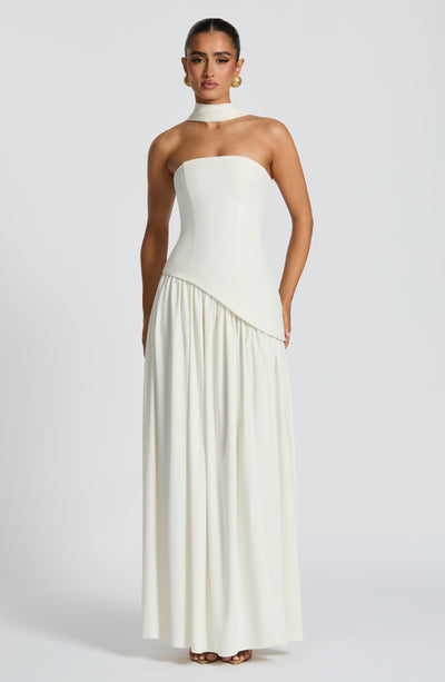 Women's Knit Strapless High Slit Formal Maxi Dress