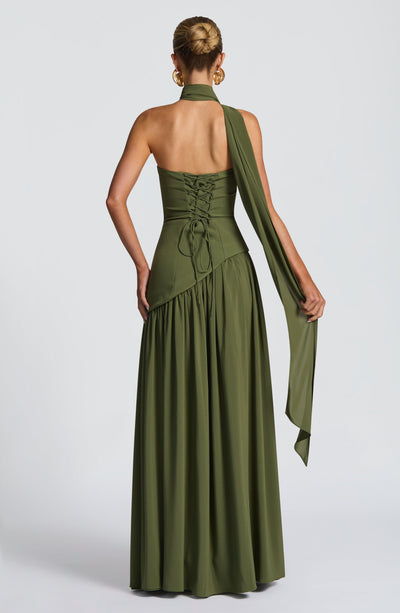Women's Knit Strapless High Slit Formal Maxi Dress