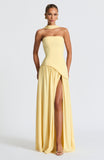 Women's Knit Strapless High Slit Formal Maxi Dress