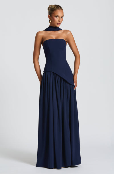 Women's Knit Strapless High Slit Formal Maxi Dress