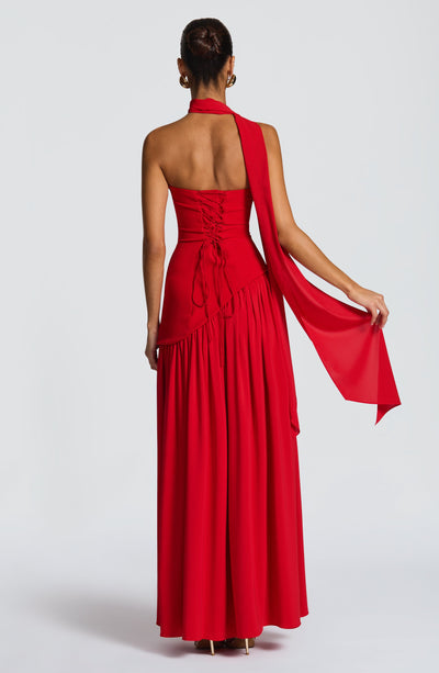 Women's Knit Strapless High Slit Formal Maxi Dress