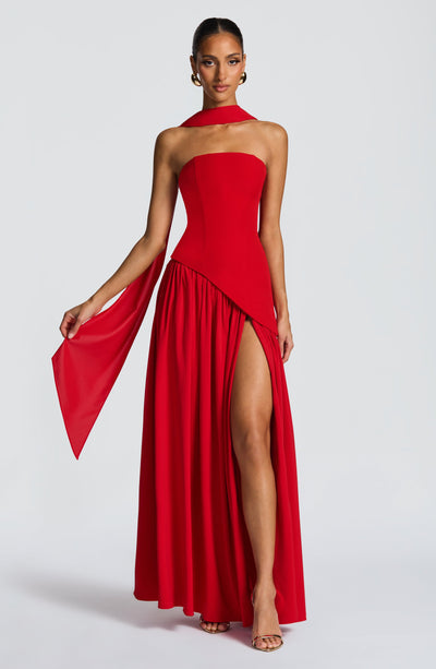 Women's Knit Strapless High Slit Formal Maxi Dress