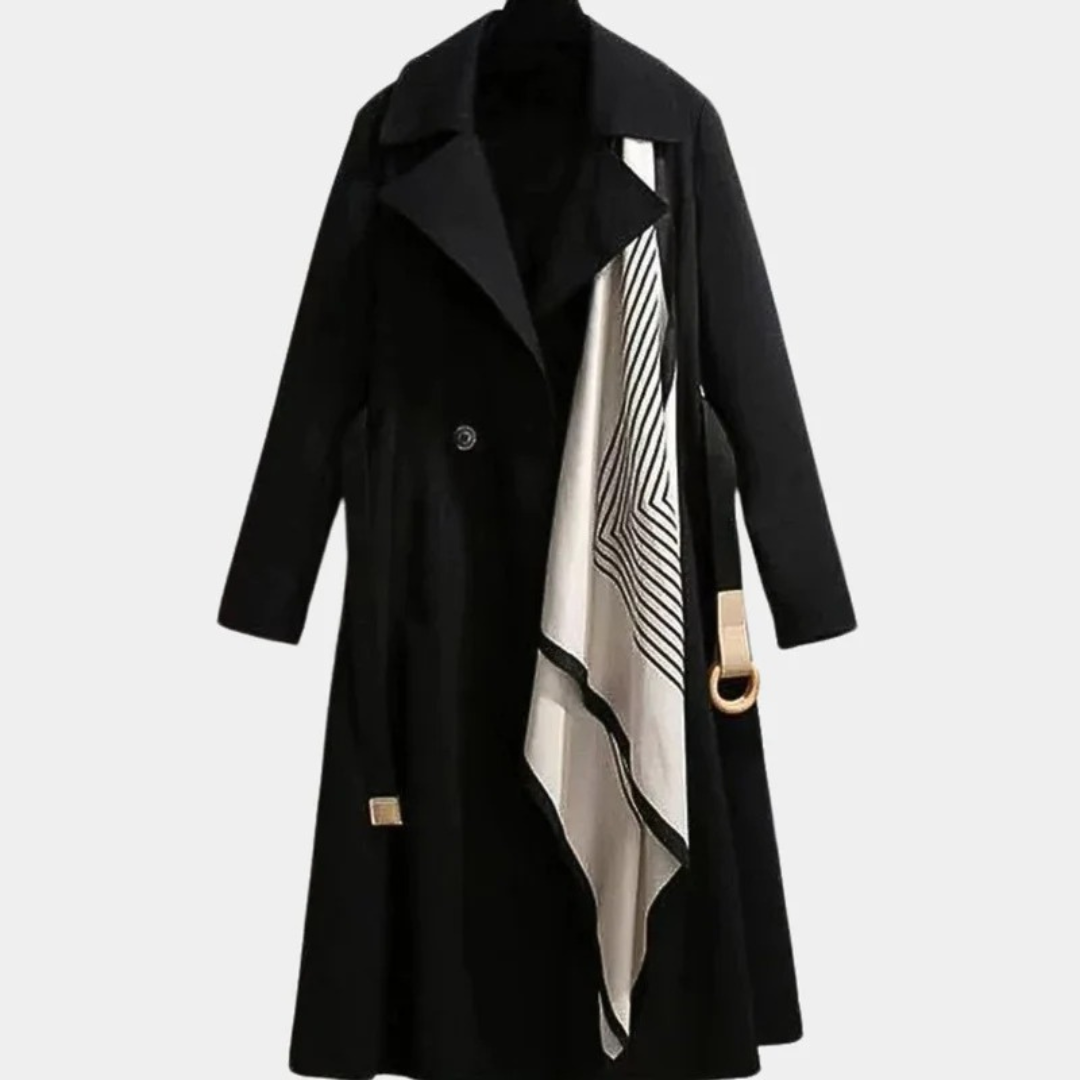 Women's Wool Trench Coat With Scarf