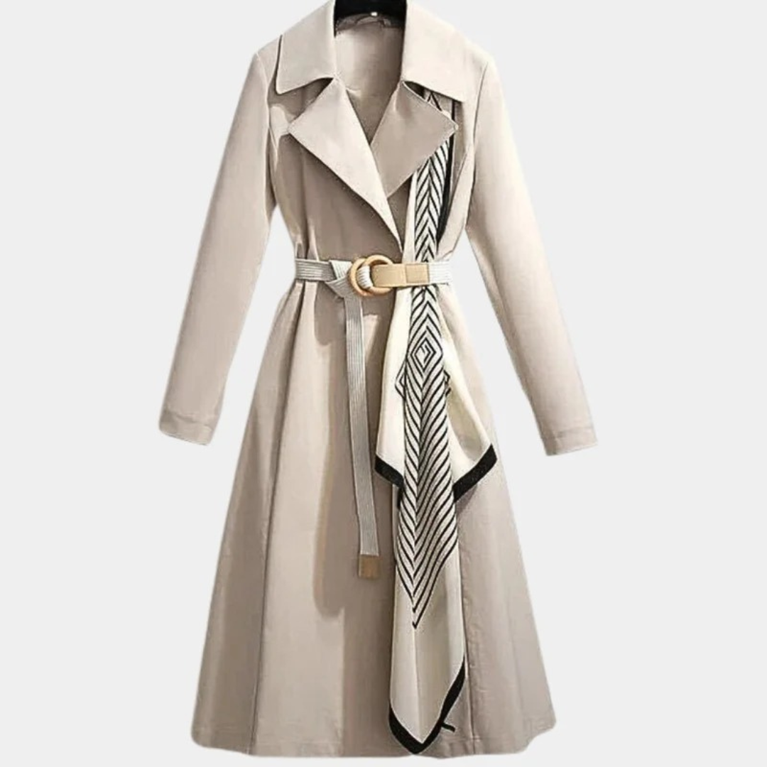 Women's Wool Trench Coat With Scarf
