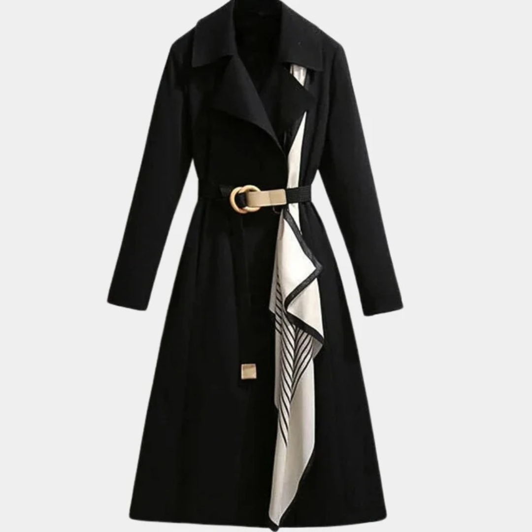 Women's Wool Trench Coat With Scarf