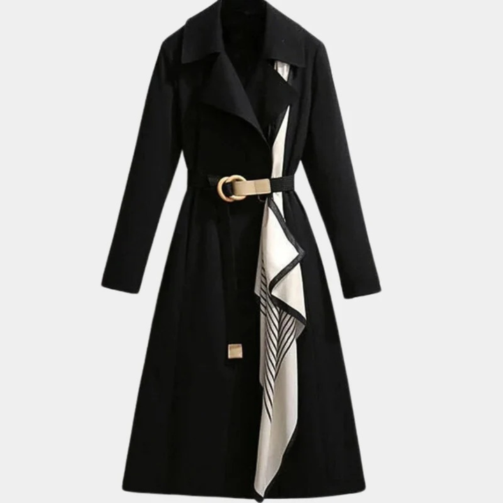 Women's Wool Trench Coat With Scarf