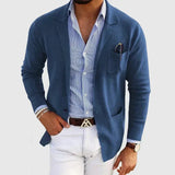 Men's Knit Lapel-Collar Pocket Blazer