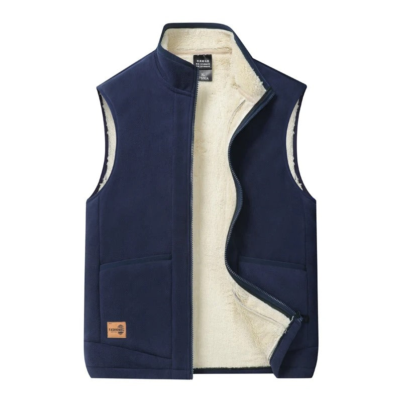 Men's Acrylic Blend Full Zip Mock Neck Outerwear Vest