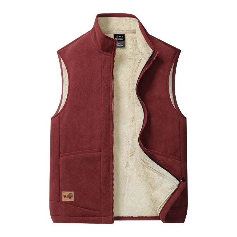Men's Acrylic Blend Full Zip Mock Neck Outerwear Vest